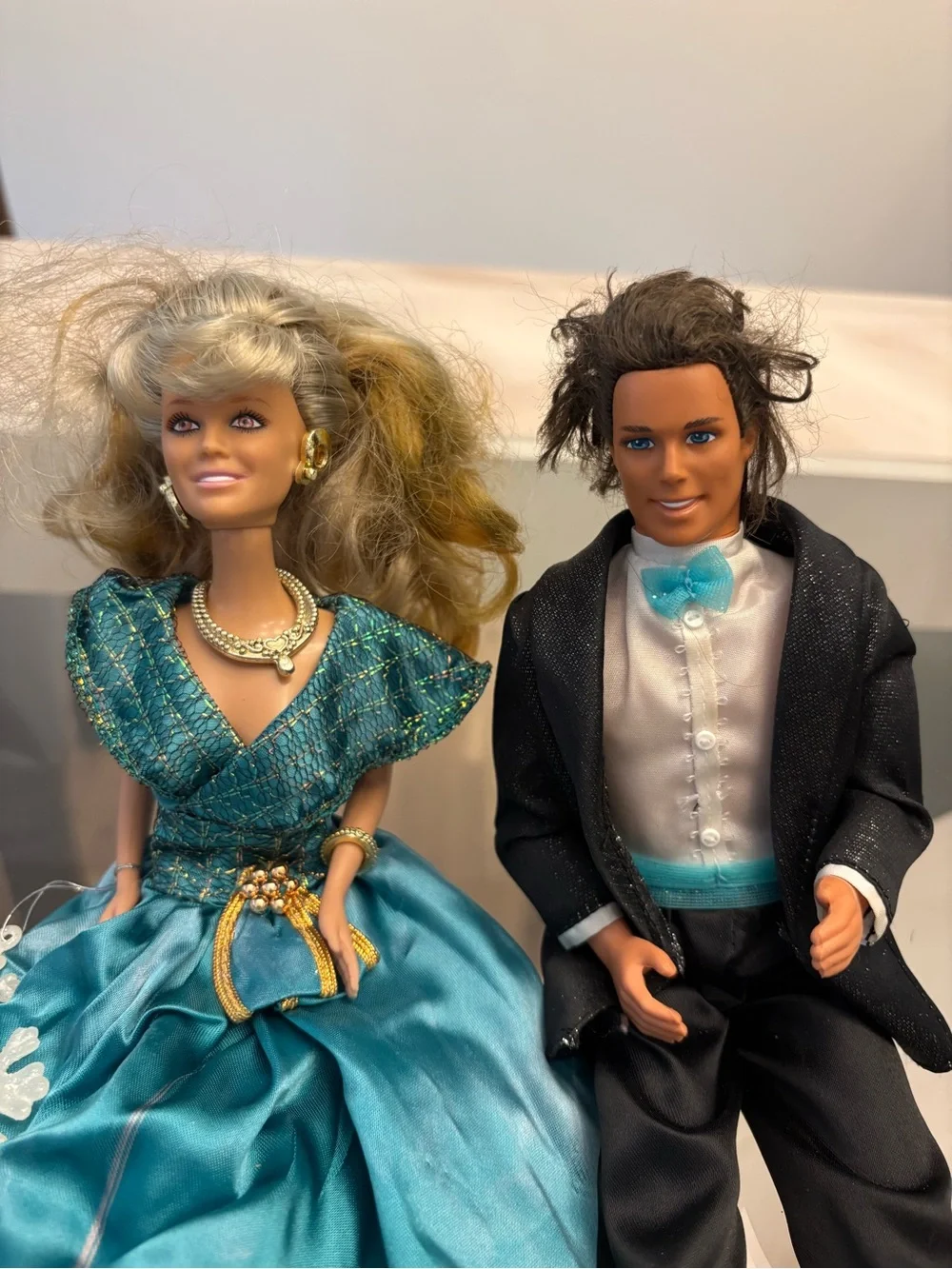 Barbie Ken Fashion Doll Lot 2 11 in Wedding Gown & Tux Removable Clothes 1997